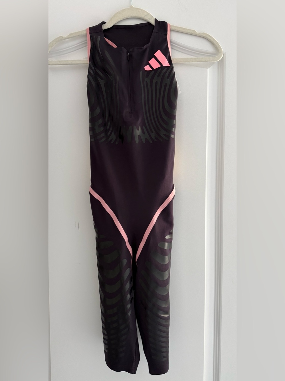 adidas sleeveless Black Running Jumpsuit with Pink Accents
